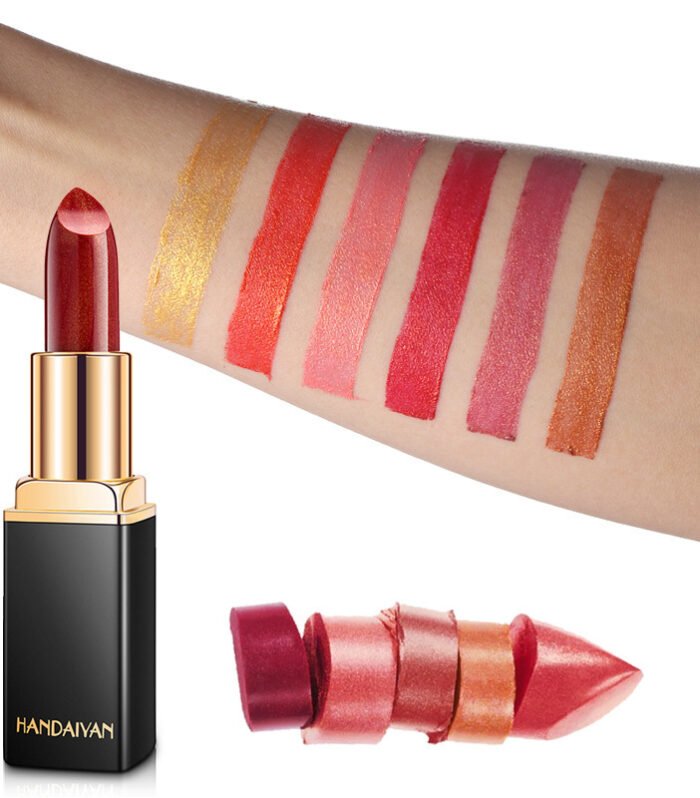 Shiny Metallic Lipstick Pearlescent Color Temperature Change Lipstick Gilt Lipstick