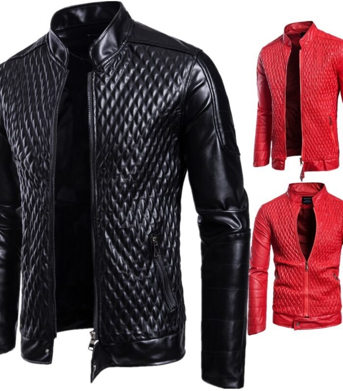 Long Sleeve Zipper Cardigan Jacket Leather Jacket Leather Coat