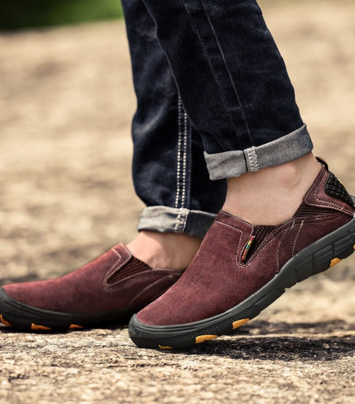 Leather hiking shoes