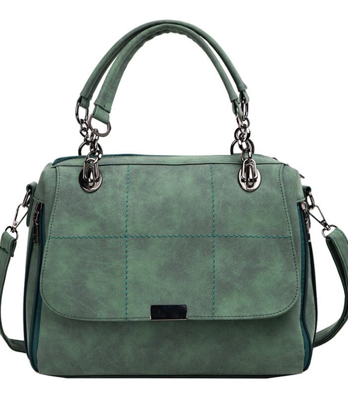 Matte Women  Scrub Female Shoulder Bags Large Capacity Matcha Green PU Leather Lady Totes Boston Bag for Travel Hand Bags