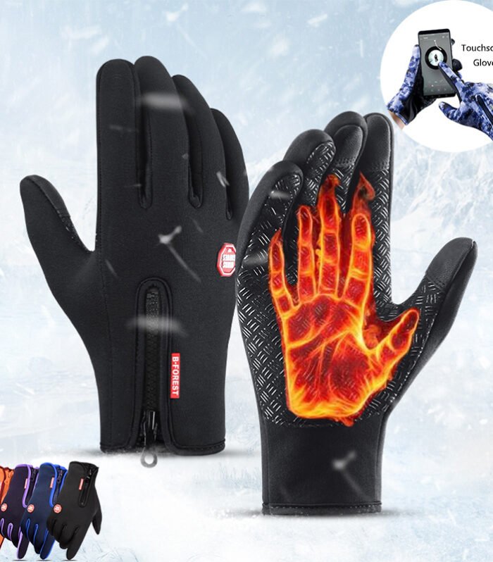 Winter Gloves Touch Screen Riding Motorcycle Sliding Waterproof Sports Gloves With Fleece