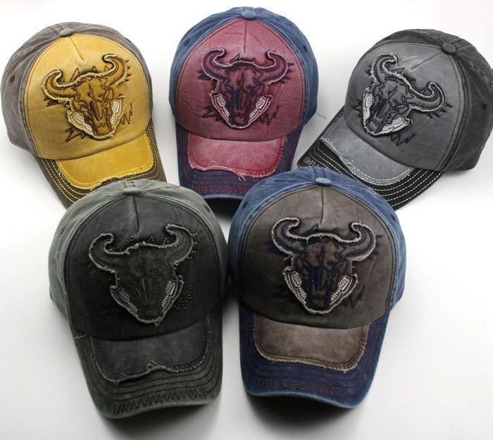 Washed Bull Head Baseball Cap