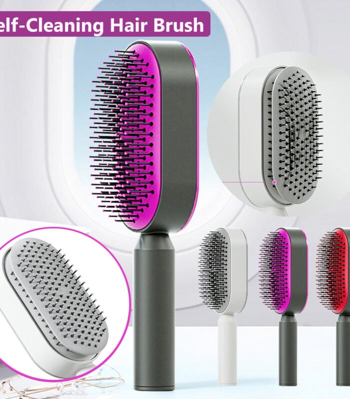 Self Cleaning Hair Brush For Women One-key Cleaning Hair Loss Airbag Massage Scalp Comb Anti-Static Hairbrush