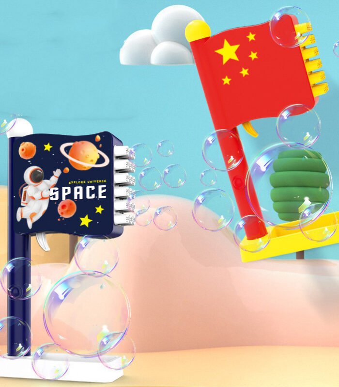 18 Holes Space Bubble Flag Automatic Blower Soap Toys For Kids Children Gift Summer Toys